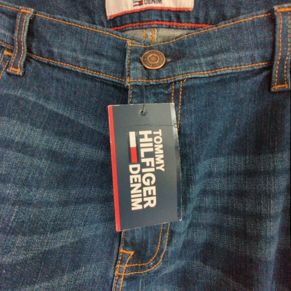 Tommy Hilfiger Jeans Mens 38x32 Blue Straight Stretch New - Picture 8 of 9